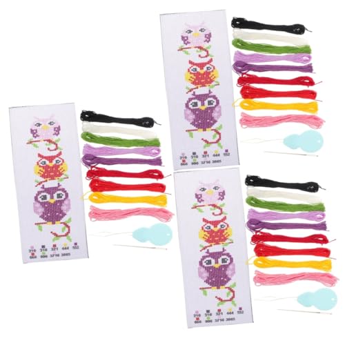 VILLCASE 3 Sätze Diy Stickerei Buchzeichen Bastelset für Anfänger Vollständige Sicheren Materialien für Geduld und Konzentration von VILLCASE