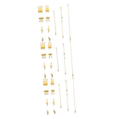 VILLCASE 3 Sätze Einstellbare Kettenverlängerung und Schmuckverschluss Set Goldfarbenen Kettenverbindern für Mehrlagige und Armbänder Installieren Geeignet für Schmuckherstellung von VILLCASE