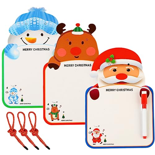 VILLCASE 3 Sätze Lustigen Cartoon Maltafeln für Doppelseitige Schreib und Zeichentafeln mit Weihnachtsmotiven Weihnachtsmann Schneemann Rentier für Zuhause und Schule von VILLCASE