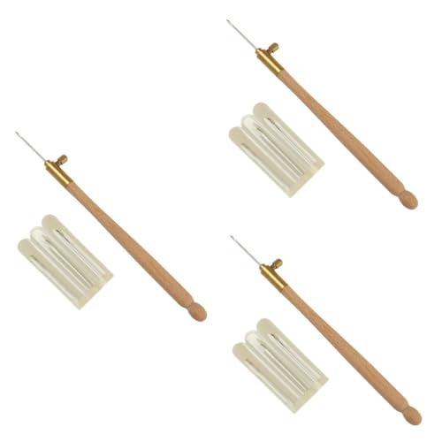 VILLCASE 3 Sätze Teiliges Stickerei Nadelset Mit Holzgriff Stab Und Nadeln Für Diy Projekte Anfängerfreundlich Tragbar Und Langlebig Für Kunsthandwerk Und Strickarbeiten 4 Stück * 3 von VILLCASE