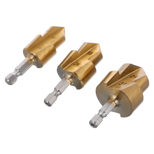 VILLCASE 3 Stück Bohrer Mit Sechskantgriff Wasserrohrbohrer Bohrer Reparieren Ppr-rohrverschraubung Reibahlensatz Für Pvc-rohrverschraubungen Fasenbit Kleine Wasserleitung Stahl Golden von VILLCASE