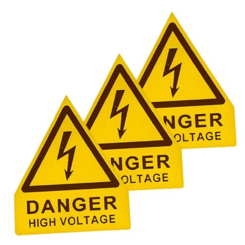 VILLCASE 3 Stück Hochspannung Warnaufkleber Selbstklebende PVC Etiketten für Elektrische Einfache Installation Klare Warnbeschriftung für Maschinen und Anlagen von VILLCASE