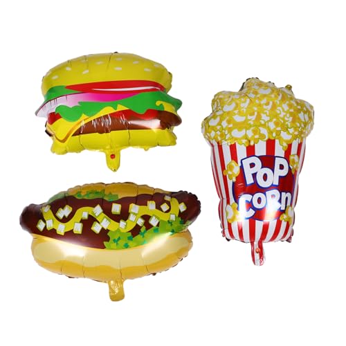 VILLCASE 3 Stück Teiliges Popcorn Luftballon Set Schnelle Befüllung Folienballons Popcorn Hot Dog Hamburger Designs Kreative Kindergeburtstagsdeko Vielseitig für Kino Picknick Karneval und VILLCASE 3 Stück Teiliges Popcorn Luftballon Set Schnelle Befüllung Folienballons Popcorn Hot Dog Hamburger Designs Kreative Kindergeburtstagsdeko Vielseitig für Kino Picknick Karneval und von VILLCASE