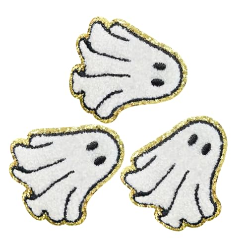 VILLCASE 3 Stück Weiße Stickerei mit Starkem Kleber für Kleidung Taschen und Hüte für Diy Halloween Dekorationen von VILLCASE
