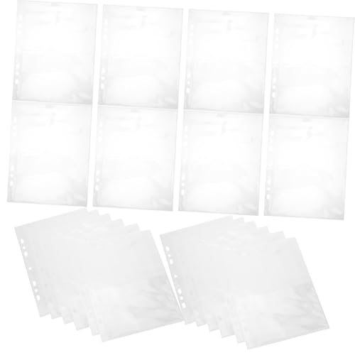 VILLCASE 30 Blatt Fototaschen für Ordner Archival Seitenprotektoren für Postkarten und Rezeptkarten mit Vorgestanzten Löchern von VILLCASE