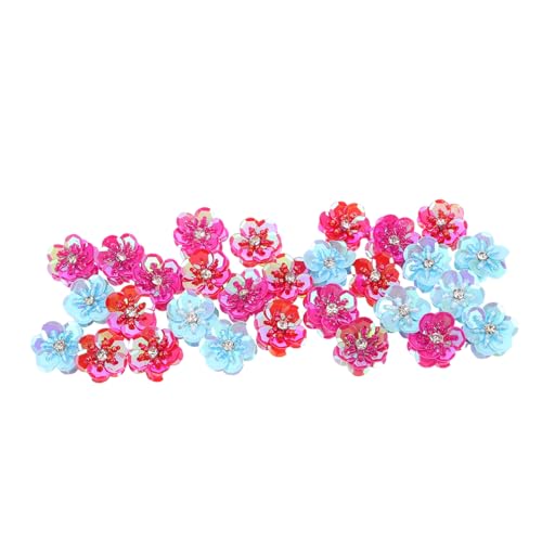 VILLCASE 30 Stück Blumen Pailletten Applikationen Handbestickte Glitzer Blüten Patches Nähen Applikationen für Kleidung Hüte Taschen DIY Dekorationen von VILLCASE
