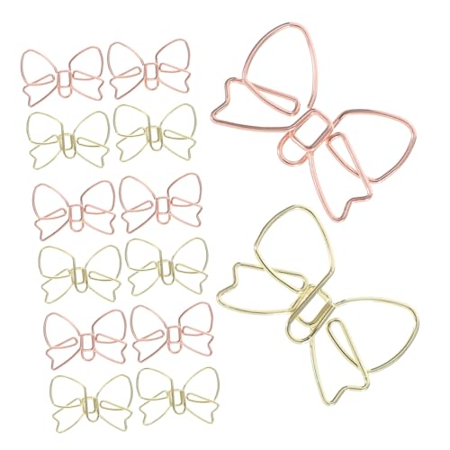 VILLCASE 30 Stück Büroklammer mit Schleife Die Metallklemme Papierclips Kawaii Bürobedarf Metallische Bürobedarf Zubehör Büroklammern klein Journaling-Zubehör Eisen von VILLCASE