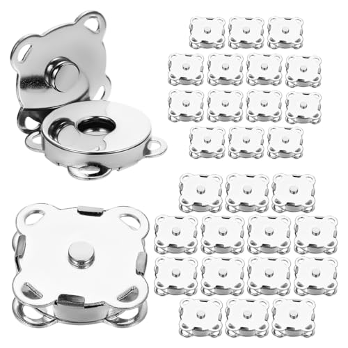 VILLCASE 30 Stück Magnetische Knöpfe, 14mm/20mm, Silber, Pflaumenförmige Magnetknopf zum Annähen, Magnetverschluss für Taschen, Bekleidung, Handarbeiten, Praktisches Nähzubehör von VILLCASE