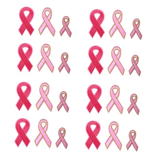 VILLCASE 30 Stück Rosa Band-Stoff-Aufkleber Herstellung bestickt Flicken für Kleidung Quiltvorräte Bausätze bügelschutztuch aufbügelstoff bügelbilder Stoffzubehör Kleidungsstück Patches von VILLCASE