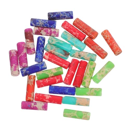 VILLCASE 30 Stück Teiliges Natürliche Zylinderförmige Schmuckperlen aus Naturstein in Farben DIY Spacer Beads für Halsketten Armbänder Ohrringe Kreative Schmuckherstellung von VILLCASE