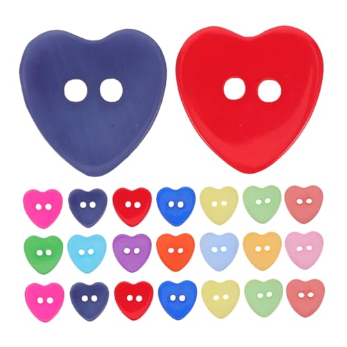 VILLCASE 300 Stück Herzförmige Resin Knöpfe Doppelloch Nähknöpfe Bunte Kleidungsknöpfe Für DIY Bastelprojekte Strapazierfähige Harzknöpfe Für Bekleidungszubehör von VILLCASE