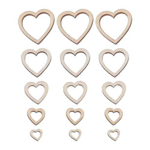 VILLCASE 300 Stück Mini Unvollendete Naturholz Herzformen für Hochzeitsdekorationen Valentinstag und Diy Kunstprojekte Vielseitig Einsetzbar und Elegant Gestaltet von VILLCASE
