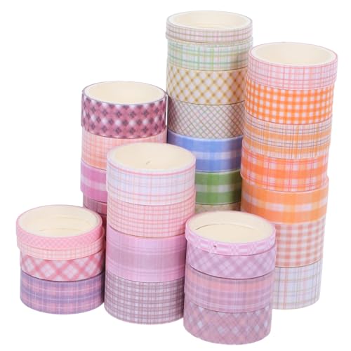 VILLCASE 32 Rollen Washi Tape Bunte Gitter Muster Dekoratives Klebeband Für Scrapbooking Journal DIY Basteln Planer Kunstprojekte Und Geschenkverpackung von VILLCASE