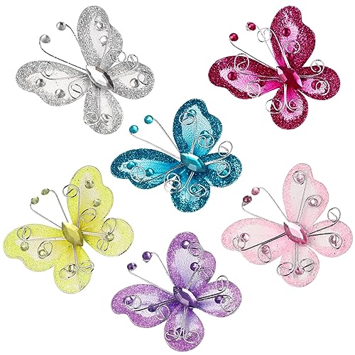 VILLCASE Ornament 36 Stück Organza-Draht-Schmetterlinge Zum Basteln Glitzer-Strass-Schmetterlinge 3D-Schmetterlings-Tischstreuer Für Party Hochzeitskarte Sammelalbum Strasssteine VILLCASE Ornament 36 Stück Organza-Draht-Schmetterlinge Zum Basteln Glitzer-Strass-Schmetterlinge 3D-Schmetterlings-Tischstreuer Für Party Hochzeitskarte Sammelalbum Strasssteine von VILLCASE