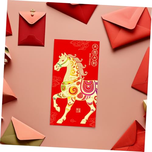 VILLCASE 36 Stück Teiliges Chinesische Neujahrs hong Bao Umschläge mit Pferdejahr motiv Geräumig Stabile Papierqualität Traditionell Rotes Geldgeschenk für Frühlingsfest Hochzeit von VILLCASE
