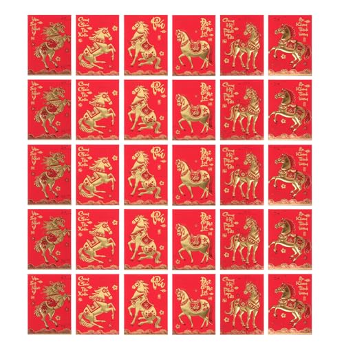 VILLCASE 360 Stück Kreative Chinesische Rote Umschläge Jahr Des Pferdes Vietnamesischer Text Langlebiges Papier Lebendige Farben für Lunar Year Hochzeit Geburtstag VILLCASE 360 Stück Kreative Chinesische Rote Umschläge Jahr Des Pferdes Vietnamesischer Text Langlebiges Papier Lebendige Farben für Lunar Year Hochzeit Geburtstag von VILLCASE
