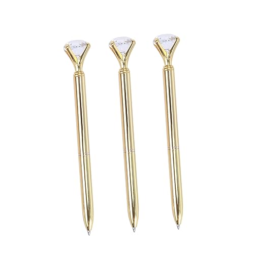 VILLCASE 3Stücke Teiliges Kugelschreiber Mit Großem Diamant Elegante Metall Kristallstifte Für Schule Und Büro Glänzende Schreibutensilien Gold VILLCASE 3Stücke Teiliges Kugelschreiber Mit Großem Diamant Elegante Metall Kristallstifte Für Schule Und Büro Glänzende Schreibutensilien Gold von VILLCASE