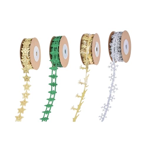 VILLCASE 4 Rollen Weihnachtsband mit Geprägten Schneeflocken Rentier Vielseitiges Geschenkverpackungsband für DIY Weihnachtsdeko Baumdekoration Schleifen und Festliche Bastelprojekte VILLCASE 4 Rollen Weihnachtsband mit Geprägten Schneeflocken Rentier Vielseitiges Geschenkverpackungsband für DIY Weihnachtsdeko Baumdekoration Schleifen und Festliche Bastelprojekte von VILLCASE