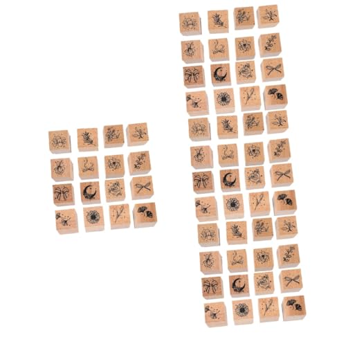 VILLCASE 4 Sätze Teiliges Holzstempel Für Vintage Blumen Und Pflanzenmuster Für Scrapbooking Karten Und Diy Bastelarbeiten Langlebige Und Klare Stempel Für Kreative Projekte 16 Stück * 4 von VILLCASE