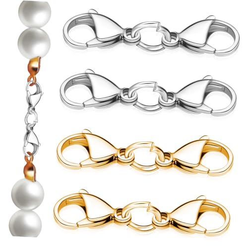 VILLCASE 4 Stück Doppelöffnende Lobster Claw Verschlüsse Legierung für Schmuckherstellung für Armbänder und Langlebig und Elegant Gestaltet von VILLCASE