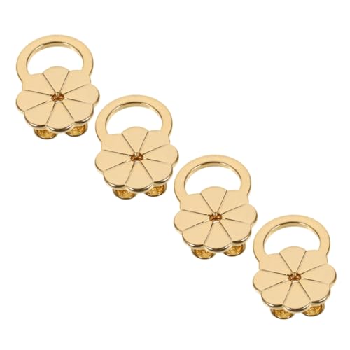 VILLCASE 4 Stück Goldene Ohrstecker Verschlüsse mit Dicker Blütenförmiger Vergoldeter Oberfläche Verstellbare Ohrstützen für Schwere Ohrringe Hypoallergen Sicherer Halt bei Hängenden von VILLCASE
