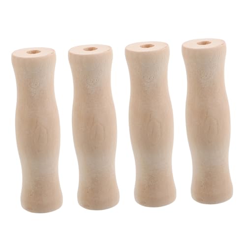 VILLCASE 4 Stück Grill Holzgriffe hitzebeständige Griffe rustikale Küchenutensilien Ergonomischer Griff Camping Zubehör Küche mit Holzgriff Küchenutensilien mit Holzgriff Ersatzholzgriff von VILLCASE