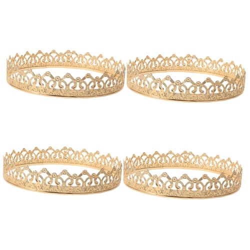 VILLCASE 4 Stück Herren Krone Prinz Königin Geburtstagskronen Feenkrone Geburtstagsschärpe Und Krone Strauß Krone Tortenaufsatz Kronendekor Cosplay-könig-requisite Kuchen Golden Metall von VILLCASE
