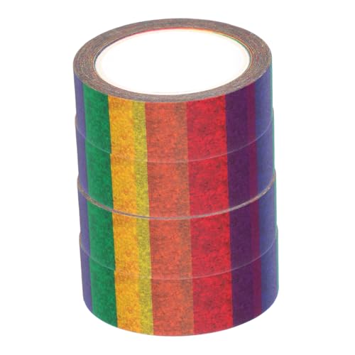 VILLCASE 4 Stück Regenbogen Washi Tape Dekorative Klebebänder Washi Papier für Diy Projekte Planer Scrapbooking und Beschriftungen Rückstandsfrei und Vielseitig Einsetzbar von VILLCASE