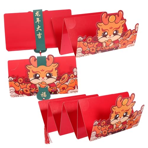 VILLCASE 4 Stück Rote Umschlagtasche „Jahr des Drachen“. Dekorationen roter Umschlag Frühlingsfest rotes Paket China Rote Tasche umschläge neujahr rote Pakete Papier Bunt von VILLCASE