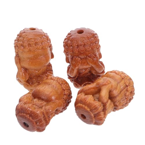 VILLCASE 4 Stück Teiliges Holzperlen mit Handgeschnitzte Tibetische Wohlstandsgöttin Natürliche Lose Holzperlen für DIY Armband und Halskette Langlebige Schmuckperlen für Bastelbedarf von VILLCASE