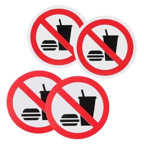 VILLCASE 4 Stück Warnaufkleber Essen und Trinken Verboten Selbstklebende Hochsichtbare Schilder für Industrielle Nutzung für Türen und Wände Öl und Schmutzabweisend Wetterfest Einfache von VILLCASE