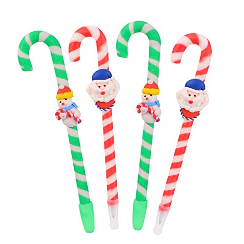 VILLCASE 4 Stück Weihnachts Kugelschreiber Weihnachts Perlenstifte Weihnachts Gelstifte Weihnachtsaufkleber Weihnachtsschmuck Weihnachtsmann Schreibstift Bürogeschenke Schneemann von VILLCASE