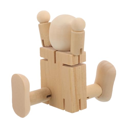 VILLCASE 4 Stück transformierender Roboter Steckpuppen unvollendet Roboter für Erwachsene Roboter bastelzeug handwerkskunst DIY Holzroboter Roboterfiguren aus Holz hölzern von VILLCASE