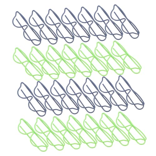 VILLCASE 40 Stück Brillenförmige Büroklammern aus Metall Wiederverwendbare Lesezeichen für Schule Büro Kreative Kleine Clips zur Datei Organisation Grün Schwarz von VILLCASE