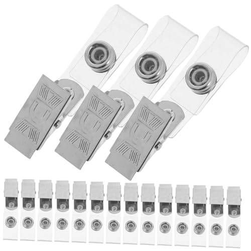 VILLCASE 40 Stück Metall Badge Clips mit Transparenten PVC Gurten ohne Löcher für Id Karten Namensschilder und Arbeitskarten für und von VILLCASE