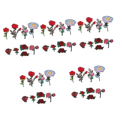 VILLCASE 45stücke Blumenmuster Bügelapplikationen Handgefertigte Stoffpatches Für Kleidung Taschen Und Hüte Hochwertige Stickerei Für -projekte Und Reparaturen von VILLCASE