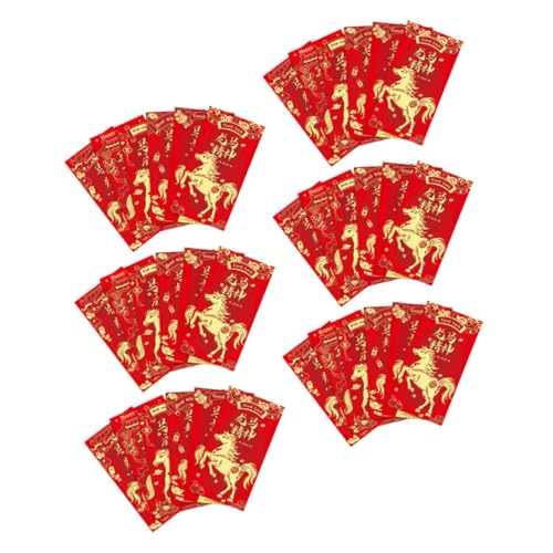 VILLCASE 48 Stück Teiliges Chinesische Neujahrsumschläge Pferde-motiv Rote Geldumschläge für Frühlingsfest Hochzeit Geburtstag Traditionelle Hong Bao Geschenkumschachteln von VILLCASE