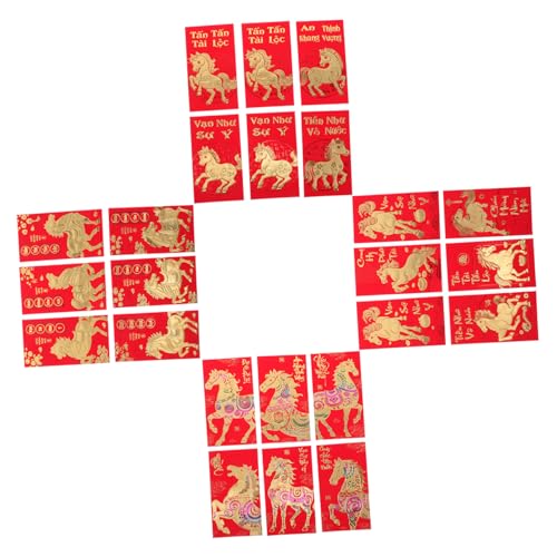 VILLCASE 48 Stück Teiliges Rote Geldumschläge Vietnamesische Neujahrsumschläge mit Pferde Zodiac für Lunar Year Glücksbringer Umschläge für Frühlingsfest und Geschenkübergabe von VILLCASE