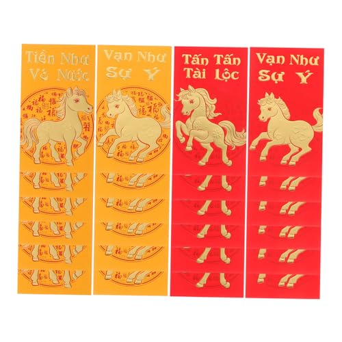 VILLCASE 48 Stück Vietnamesische Neujahrs Rotumschläge Jahr Des Pferdes Papier Rotumschläge mit Vietnamesisch Chinesischem Design Stabile Geldumschläge für Lunar Neujahrsfeier von VILLCASE