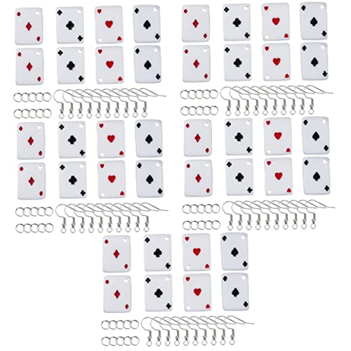 VILLCASE 5 Kisten Spielkarten-Ohrringe hängende Spielkartendekoration Poker-Ohrringe Halsketten Kartenspielen schicke Halskette Spielkartenornament tragbar Zubehör Materialpaket von VILLCASE
