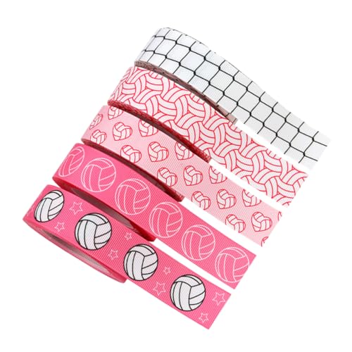 VILLCASE 5 Rollen Geschenkband Volleyball-Bastelband Volleyballband Sportballband Urlaubsband Bänder für Handwerk Haarband Volleyball-Partygeschenke Kugelband Polyester von VILLCASE