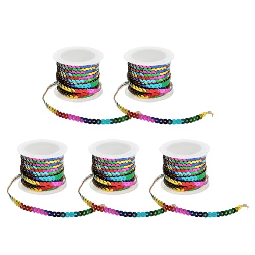 VILLCASE 5 Rollen Paillettenband DIY Paillette String Glitzernde Schmuckborte für Kleid Haarband Kostüm Dekorationszubehör Feine Verarbeitung Vielseitig Einsetzbar von VILLCASE
