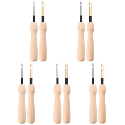 VILLCASE 5 Sätze Teiliges Stickerei Punch Needle Mit Holzgriff Ergonomisches Nähwerkzeug Für Diy Stickprojekte Geeignet Für Anfänger Und Erfahrene Bastler Holz Und Rostfreiem 2 Stück * 5 von VILLCASE