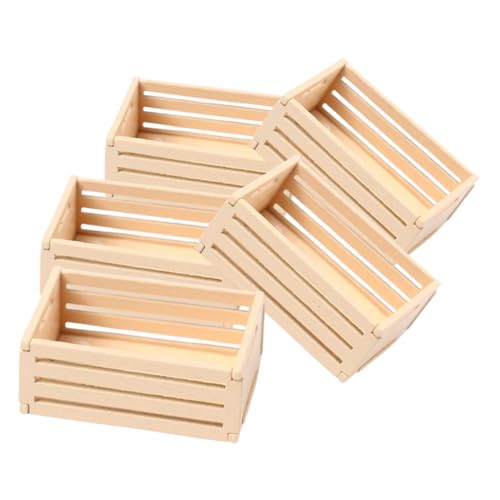 VILLCASE 5 Stück Aufbewahrungskorb Aus Holz Mini-kistenspielzeug Mini-puppenhauskiste Kleine Vorratsbehälter Mini-obstkorb Aufbewahrungskiste Aus Holz Puppenhaus-obstkorb Blumenkorb Beige von VILLCASE