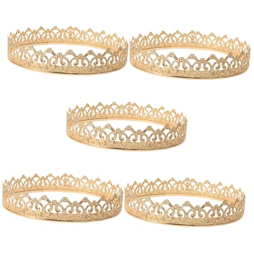 VILLCASE 5 Stück Herren Krone Geburtstagskronen Prinzessin Tortenaufleger Königin Dekorationen Antike Königskrone goldene Krone Königliche Krone Retro -Krone Königskrone für Cosplay Metall von VILLCASE