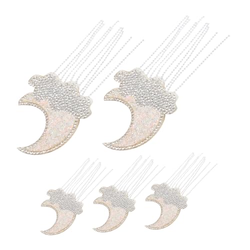 VILLCASE 5 Stück Mond Wolken-patches mit Funkelnden Strassquasten Selbstklebend Kreative Applikationen zum Aufbügeln für Taschen Kleidung Diy-dekoration und Reparatur von VILLCASE