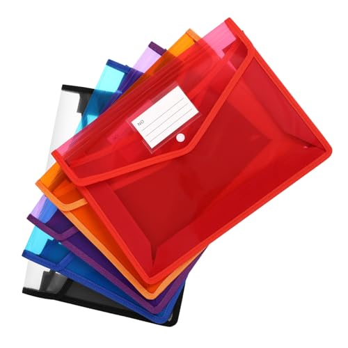 VILLCASE 5 Stück Plastiktüten Mit Knopfschnalle Kleine Taschen Dokumentenmappen Aus Kunststoff Transparente Aktenordner Ordner Mit Taschen Plastikbrieftaschen Umschläge von VILLCASE