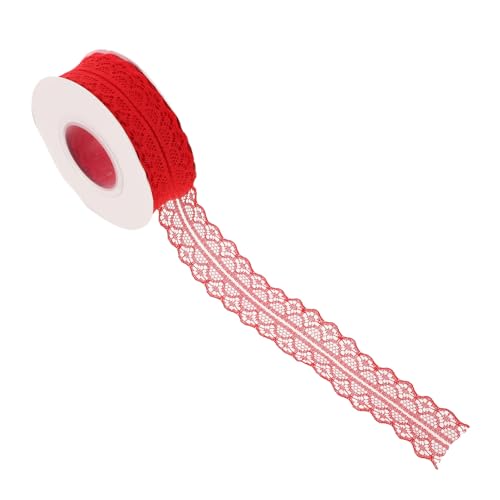 VILLCASE 5 Stück Teiliges Rotes Vintage-spitzenband mit Floraler Stickerei Breit Lang für Geschenkverpackung Hochzeitsdeko Brautdusche und Diy-nähprojekte von VILLCASE