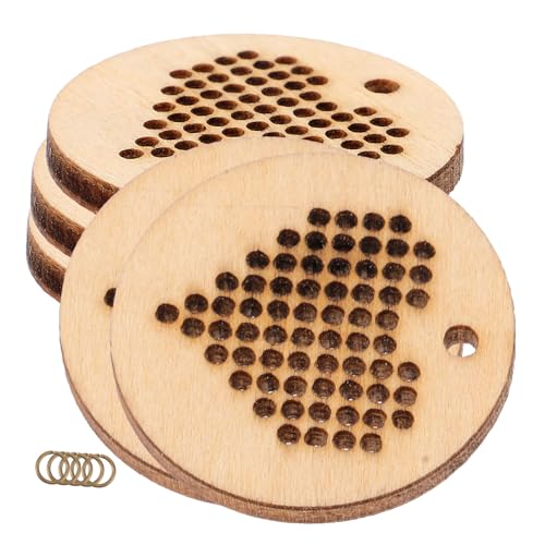 VILLCASE 5 Stück Teiliges Rundes Holz chip Kreuzstich DIY Vielseitige Holzanhänger mit Einzigartigen Mustern Handgefertigte für Schmuck Lesezeichen und Bastelprojekte von VILLCASE