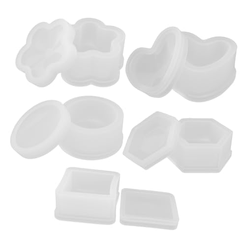VILLCASE 5 Stück Teiliges Silikon Schmuckbox-formenset mit Herz Sechseck Rechteck für DIY Harz-boxen Inklusive Deckel Vielseitig für Epoxidharz Kerzen Seifen Aufbewahrung Weiß VILLCASE 5 Stück Teiliges Silikon Schmuckbox-formenset mit Herz Sechseck Rechteck für DIY Harz-boxen Inklusive Deckel Vielseitig für Epoxidharz Kerzen Seifen Aufbewahrung Weiß von VILLCASE